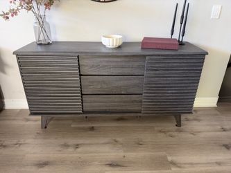 Mid-Century Modern Gray Wood Sideboard Credenza