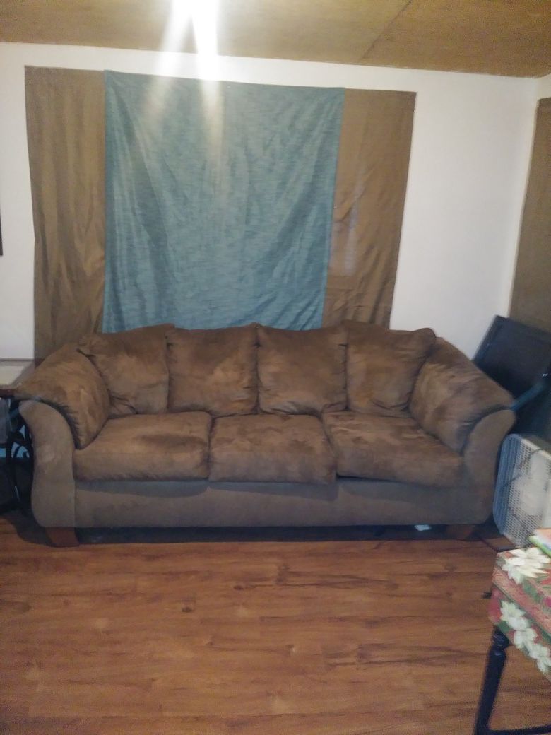 Brown sofa couch 7ft