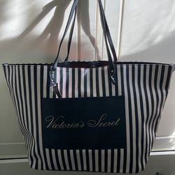 Brand New Victoria Secret Pink Black Stripe Weekender Tote Bag 