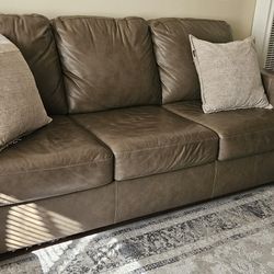 Modern Dark Brown Leather-Style Couch – Big Lots – Excellent Condition