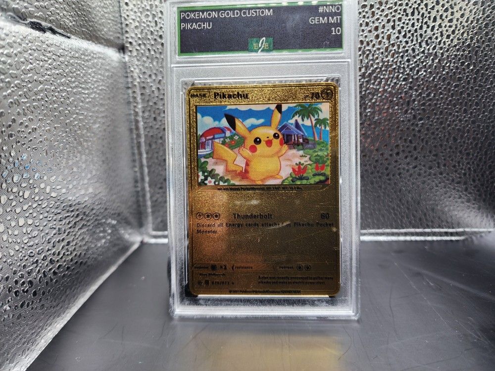 Pikachu Gold Foil Pokemon Card 075/073 SECRET Fan Art Collectible GEM MT 10