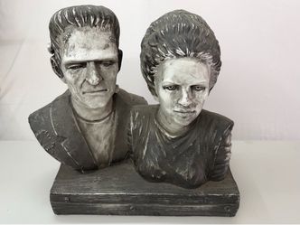 Frankenstein & Bride Bust Statue Halloween Prop Decor Universal Monster Large