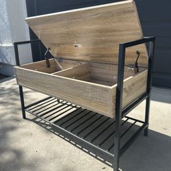 Storage Bench With Shoe Rack For Entryway