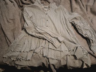 Blue and white striped blouse true craft brand