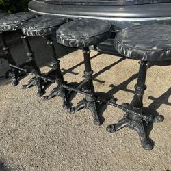 Gorgeous Set Of Five Vintage Cast Iron Stools