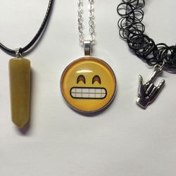 Emoji rock on necklace and choker bundle
