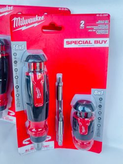 Milwaukee, 14-in-1 Ratcheting Multi-Bit Screwdriver and 8-in-1 Compact Multi-Bit Screwdriver (2-Pack)