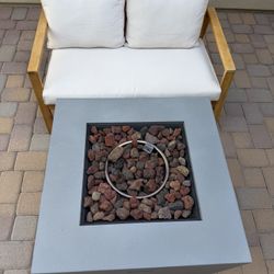 Patio Loveseat and Fire Pit