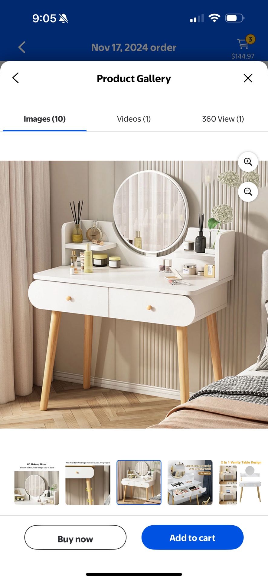 ANJORALA Vanity Table Set with Mirror, Adult Makeup Vanity Desk Dressing Table(Without Stool)