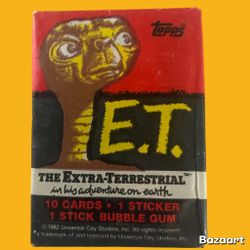 VINTAGE TOPPS E.T. THE EXTRA TERRESTRIAL 10 CARD 1 STICKER 1982 BUBBLE GUM CARD 