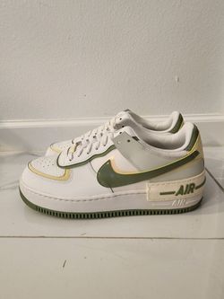 New Nike Air Force 1 Shadow shoes in the Sail/Oil Green-Alabaster colorway.