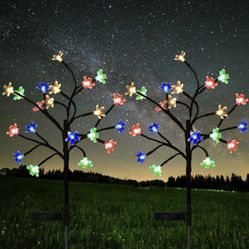 Solar Flower Lights Garden Decorative Lights - 2 Pack Solar Garden Lights Outdoor Decorative Multi C