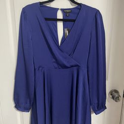 Express Royal Blue Silk Dress