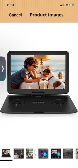 16.9" Portable DVD Player for Kids & Elderly –14.1" HD Swivel Screen, 6-Hour Battery, Plays DVDs/CDs/USB/SD, Sync to TV, High Volume Speaker, Region-F