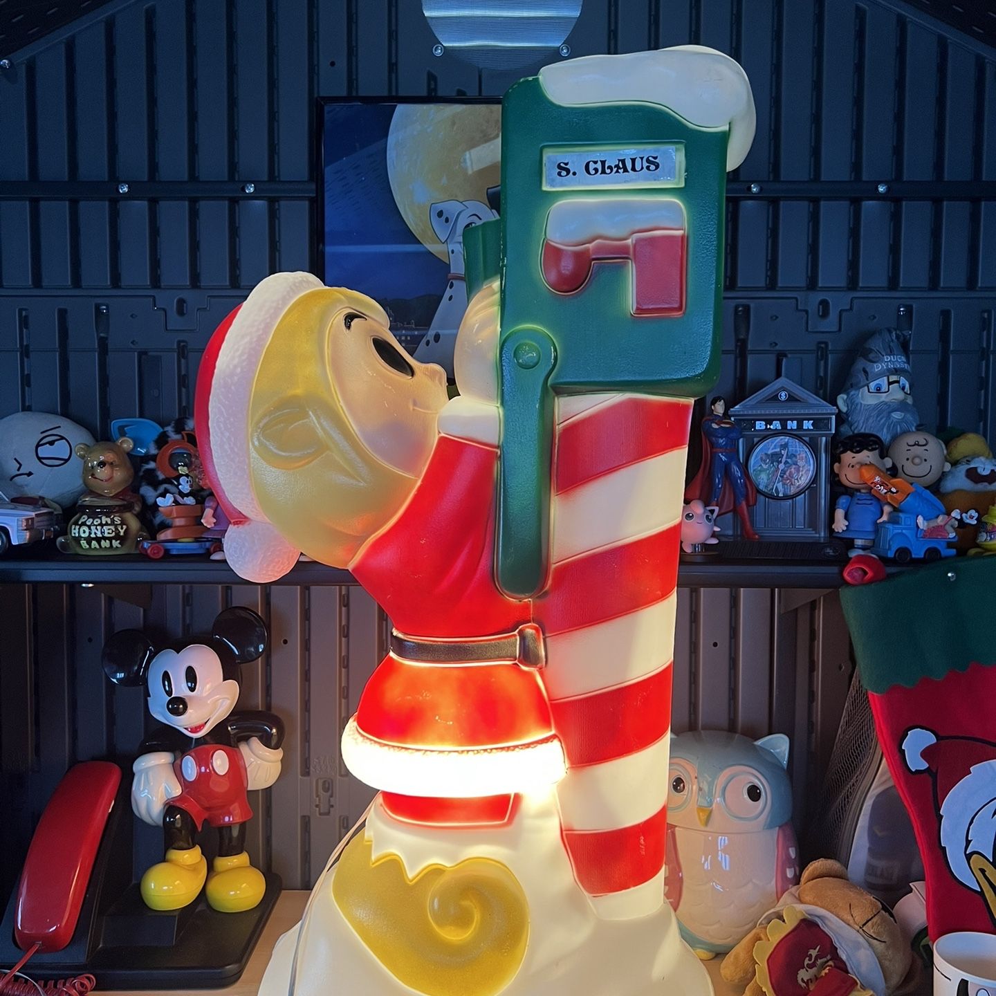 Vintage Christmas Elf & Mailbox General Foam Plastics Blow Mold 34