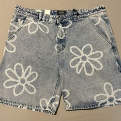 WeSC Denim Carpenter Shorts Daisy AOP Brand New BNWT