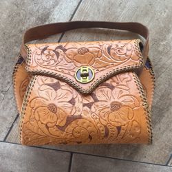 Vintage Hand Tooled Leather Purse