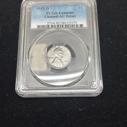 1942 Steel Cent PCGS Genuine Cleaned AU Detail