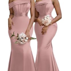 Women's One Shoulder Satin Bridesmaid Dresses 2025 Long Mermaid Elegant Formal Gowns Evening Dresses for Wedding