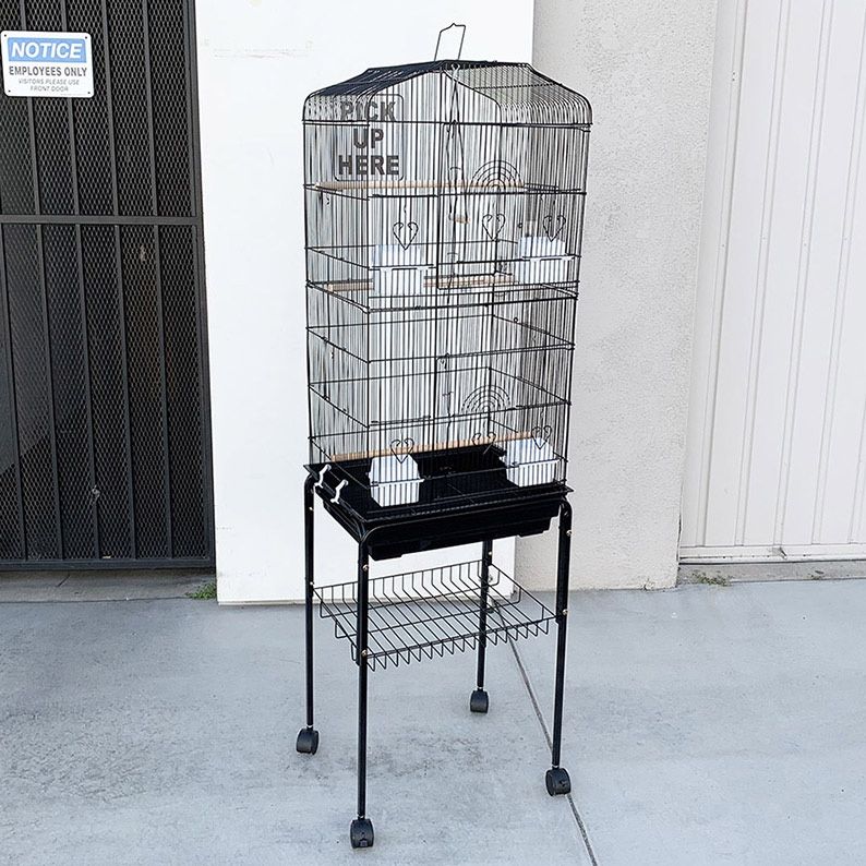(New in box) $60 Small to Medium Bird Cage 60” Tall Parrot Parakeet Cockatiel Bird Cage 18x14x60” Rolling Stand 