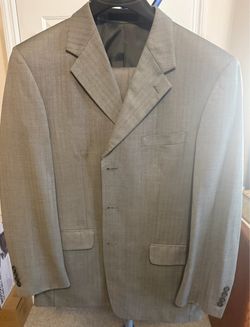 J. FERRAR CASHMERE WORSTED GRAY MEN’S SUIT SIZE 41R