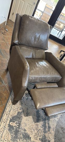 Set of two brown leather recliners