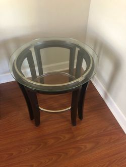 SOLID WOOD TABLE WITH GLASS TOP