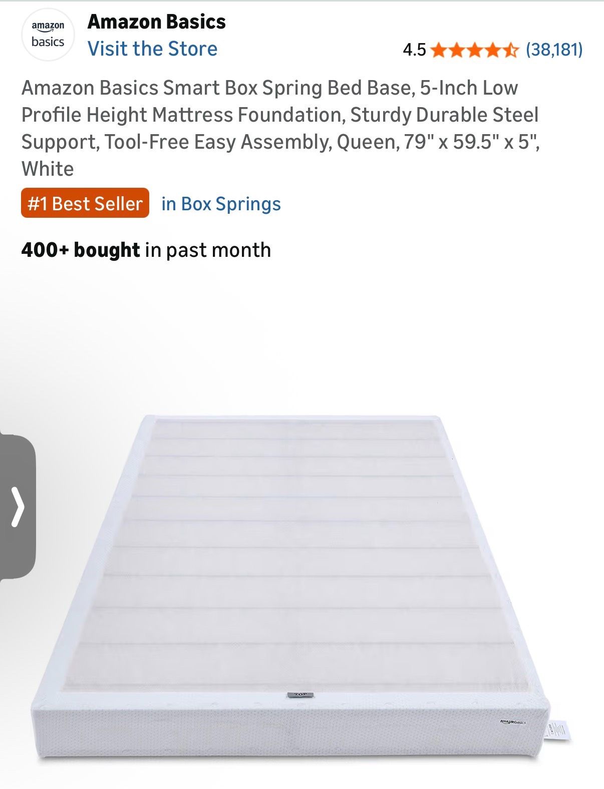 Box Spring Bed Base 5 inches - QUEEN