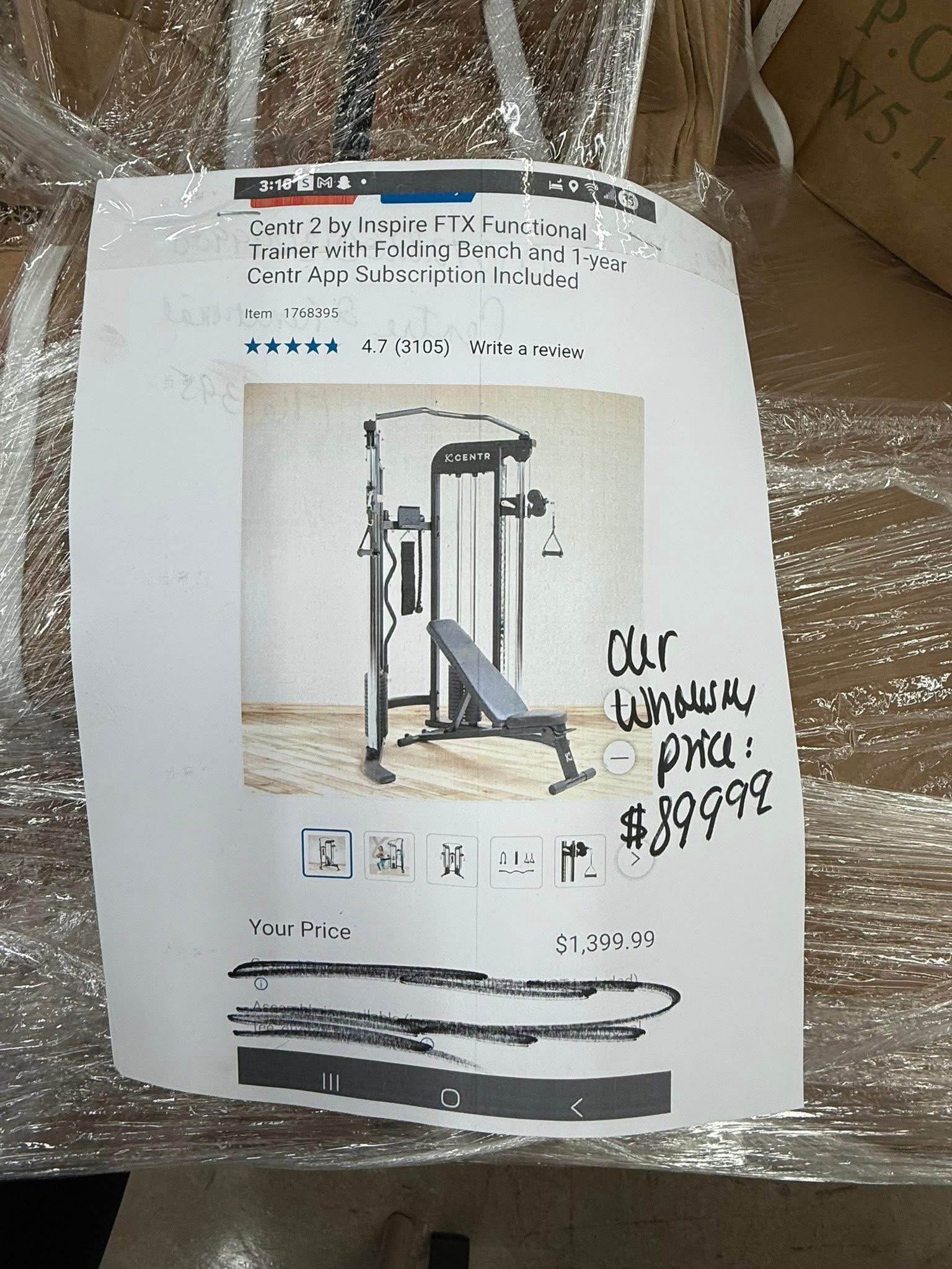 Centr 2 by Inspire FTX Functional Trainer with Folding Bench and 1 year Centr App Subscription Included