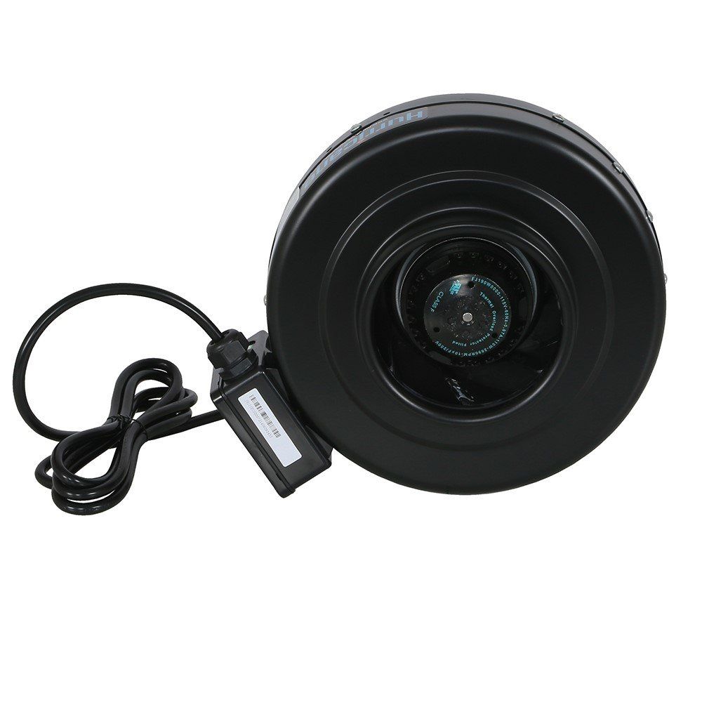 Hurricane 6 Inch Inline Fan 435 CFM - Quiet Fan with Steel Housing and Powder-Coated Finish