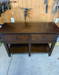 Dark wood entry table