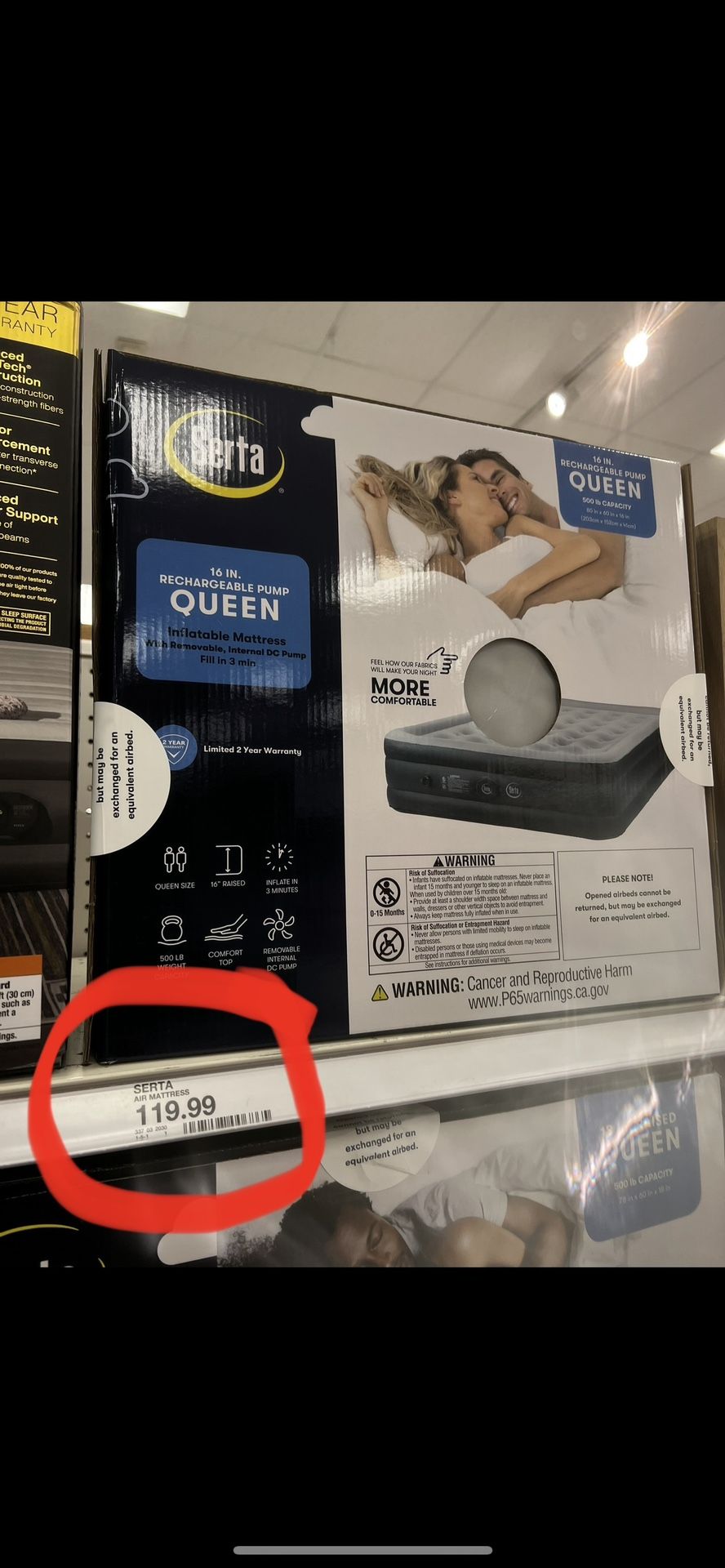 Seely Serta Queen Air Mattress Brand New Sealed Box Never Opened Camping/hiking/ Outdoors