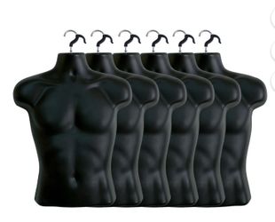 5 Pack Male Mannequin Torso Dress Form T-Shirt Display Half Mannequin Body Rounded Waist Hollow Back Body with Hanging Hook for Clothes Retail Display