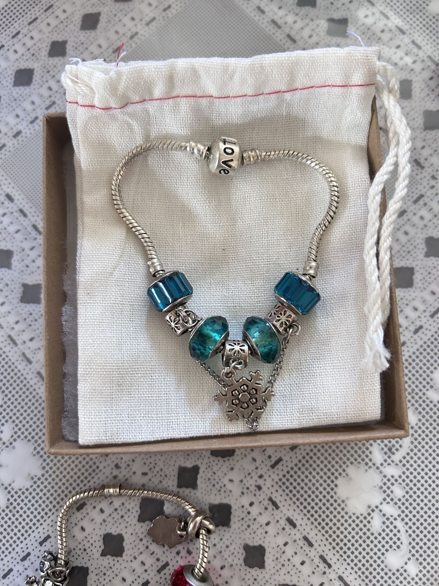authentic turquoise silver pandora bracelet with charms