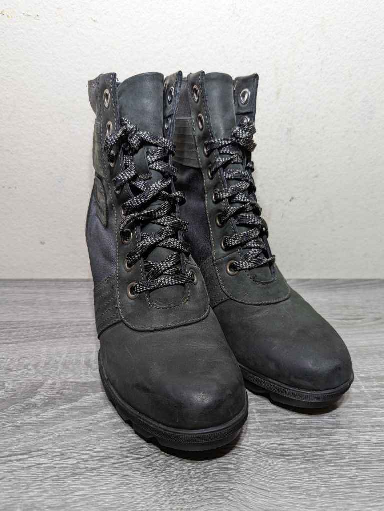 Sorel Lexie Wedge Boots Womens Size 10 Shoes Black Leather Booties NL3046-010