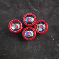 BMW Red Aluminum Rim Wheel Tire Valve Stem Air Caps Covers M Series Bimmer Beamer I