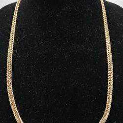 14k Rose Gold Ion Plated Fox Tail Chain 32g Necklace, Adjustable 26"-30" with Lobster Claw Clasp 