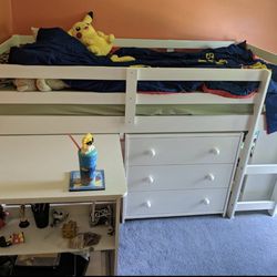 Kids Bed With Drawers And Table With Mattress 