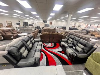  Elegant Design two-tone Recliner Set features diamond stitching