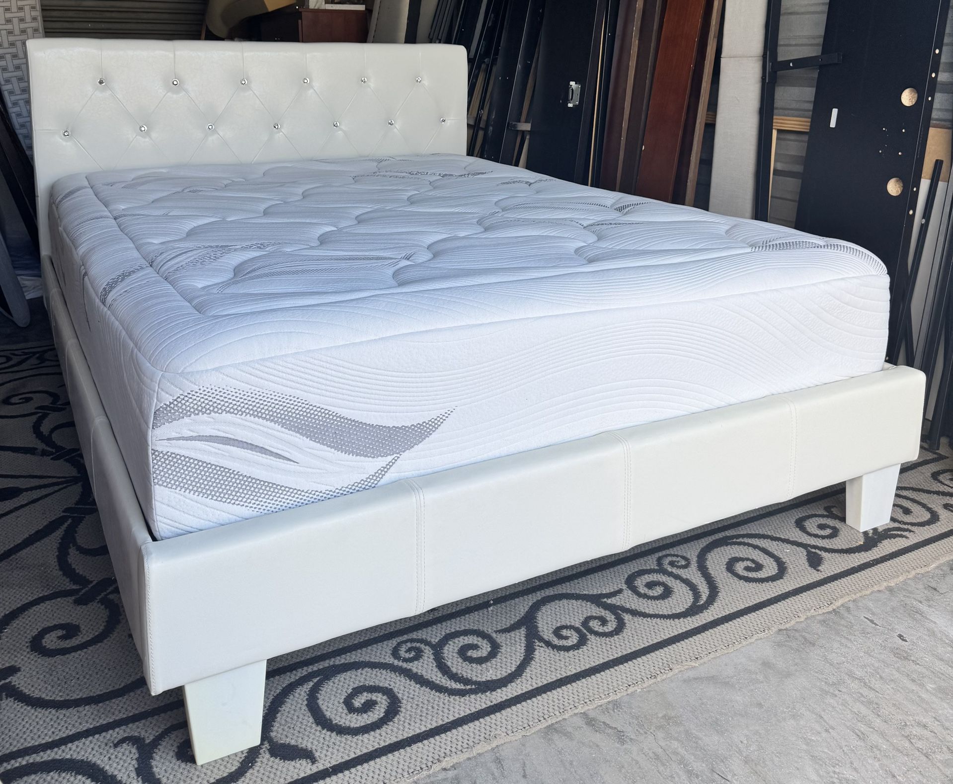 Queen Bed Frame and Mattress