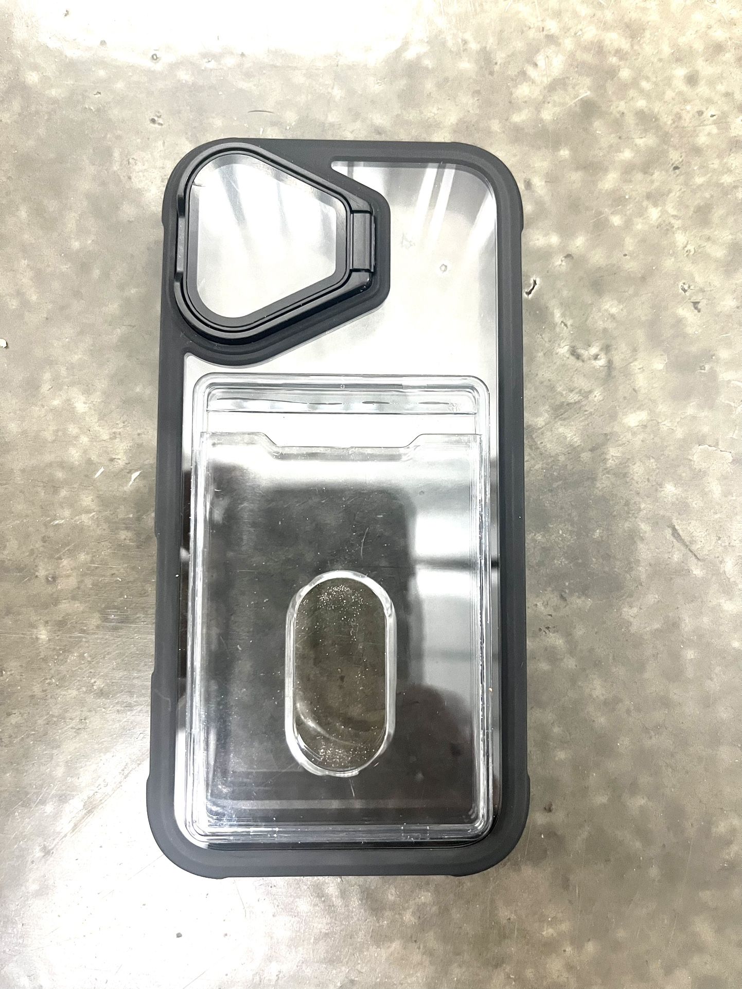 iPhone 16 Case with Card Holder Camera Cover Lens Kickstand for iPhone 16 Case Wallet Clear Slim Acrylic Anti-Scratch Shockproof Protective Cover for