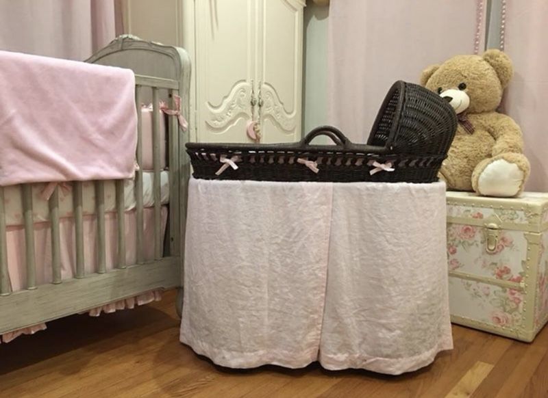 Pottery Barn Wicker & Pink Organic Bedding Linen for Sale in