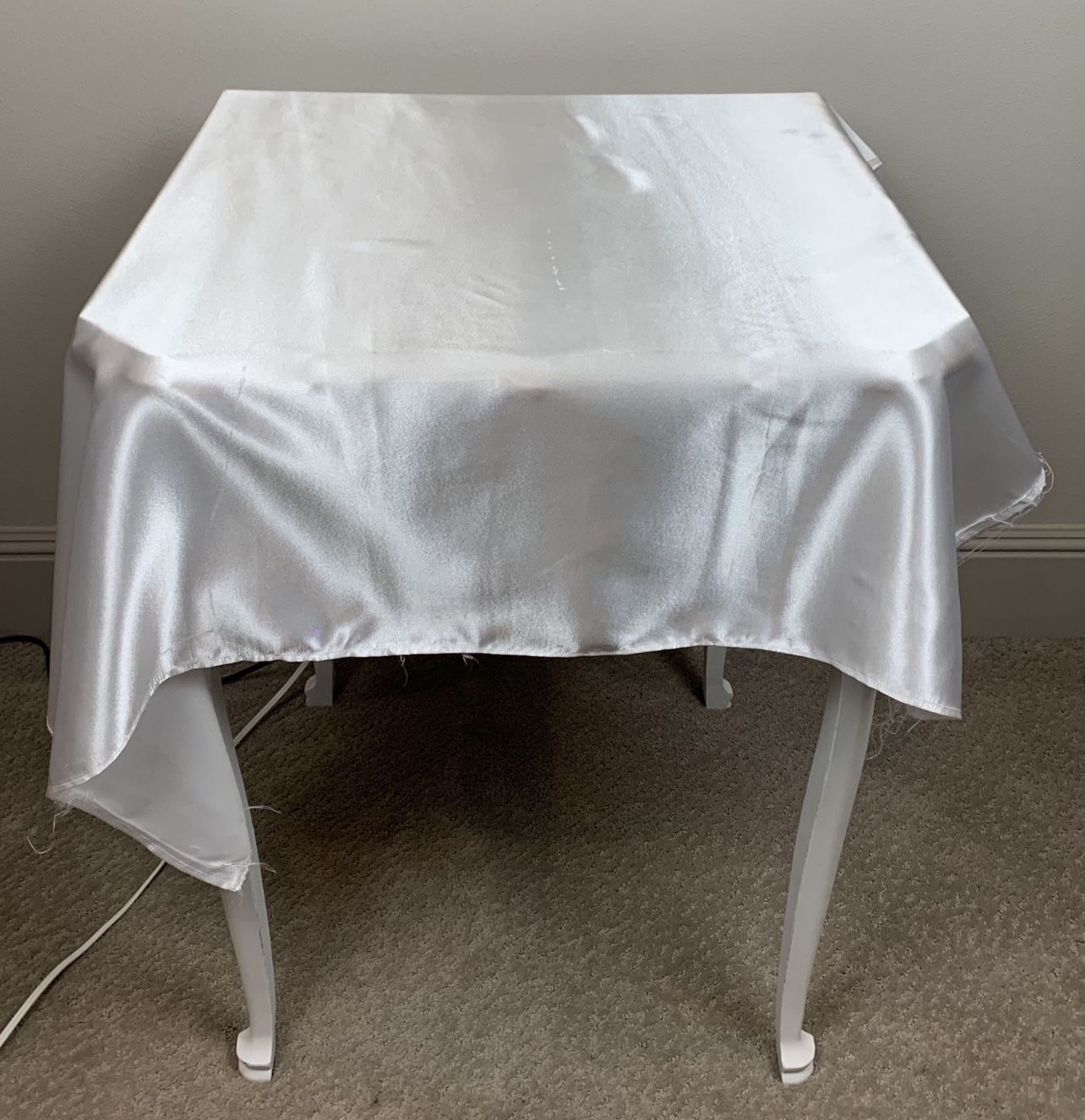 7 White Satin Rectangle Table Runners