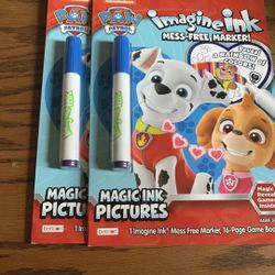 2 Nickelodeon Paw Patrol Imagine Ink Mess-Free Marker 16-Page Game/Coloring Book