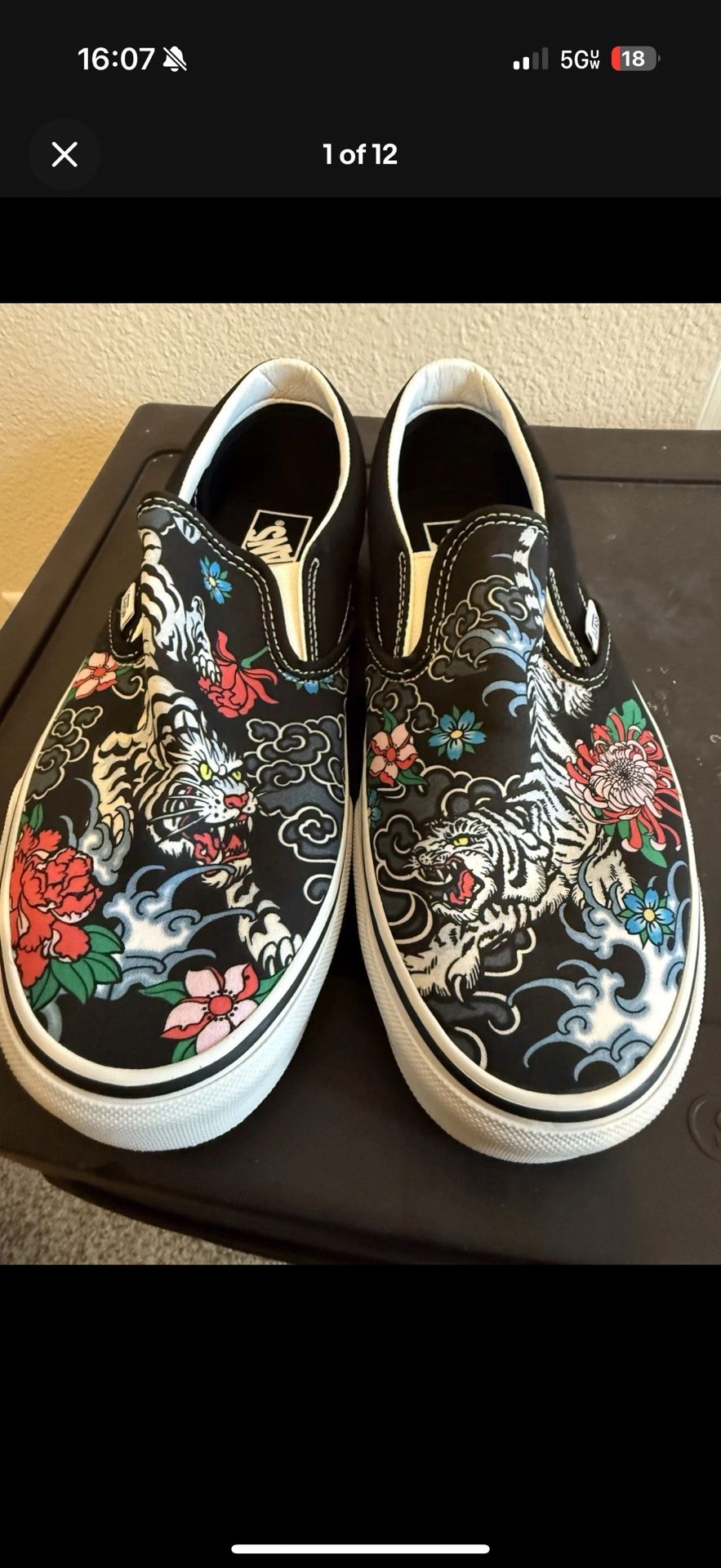 Vans Slip On Tiger Floral Mens Size 9 Women’s 10.5 Limited Edition