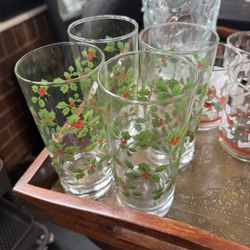 Vintage Libbey Christmas Holly And Berry