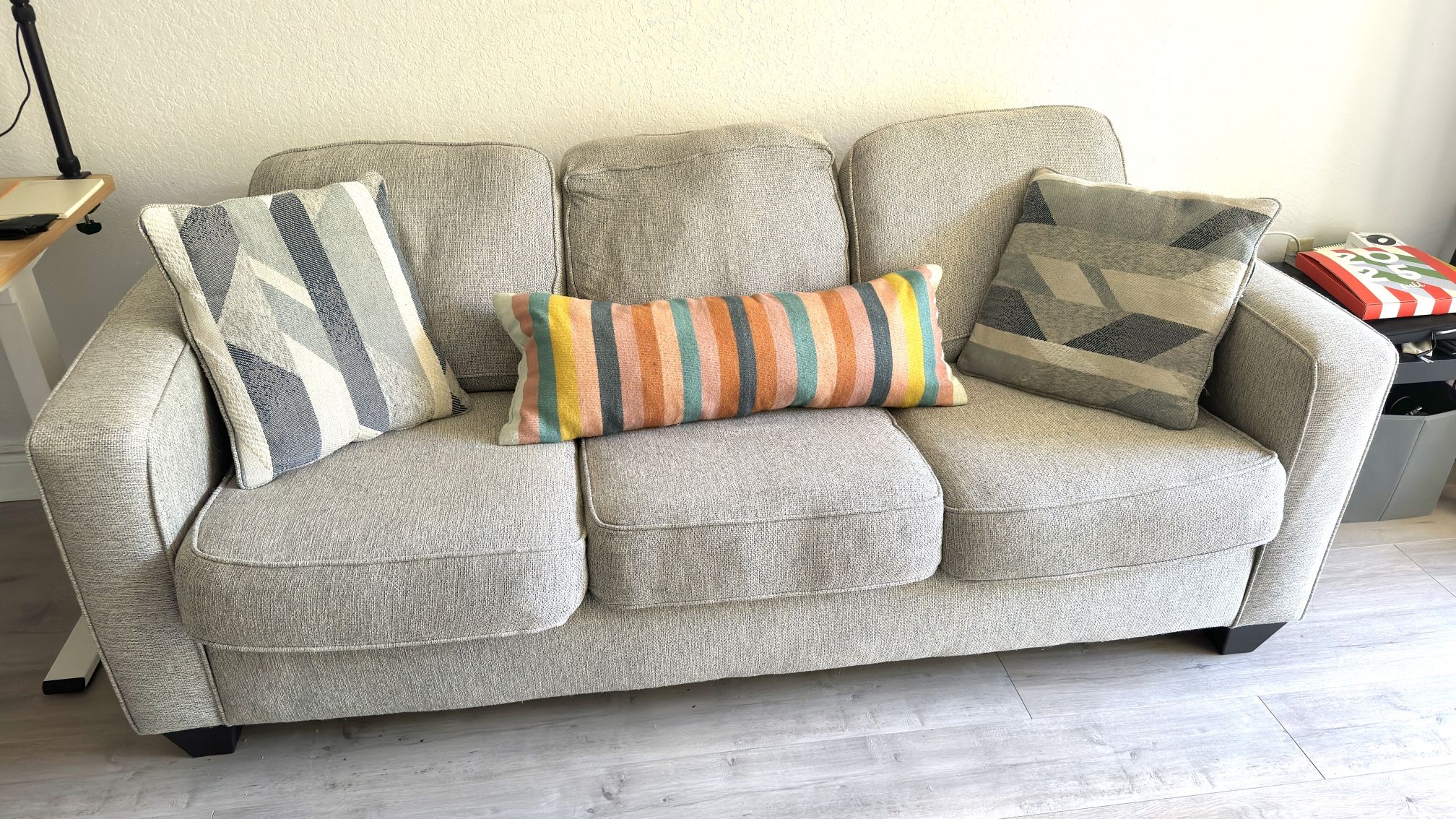 Modular 3-Seater Sofa with Light Gray Ottoman