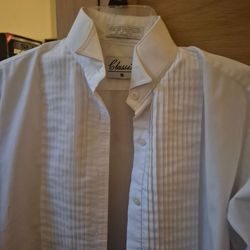 Women's Classic Tuxcedo Shirt Size 10 White Uniform Or Special Occasion