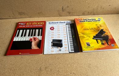 Piano Learning Kit – Alfred Self-Teaching Adult Piano Course w/CD + Chord Chart + Key Stickers