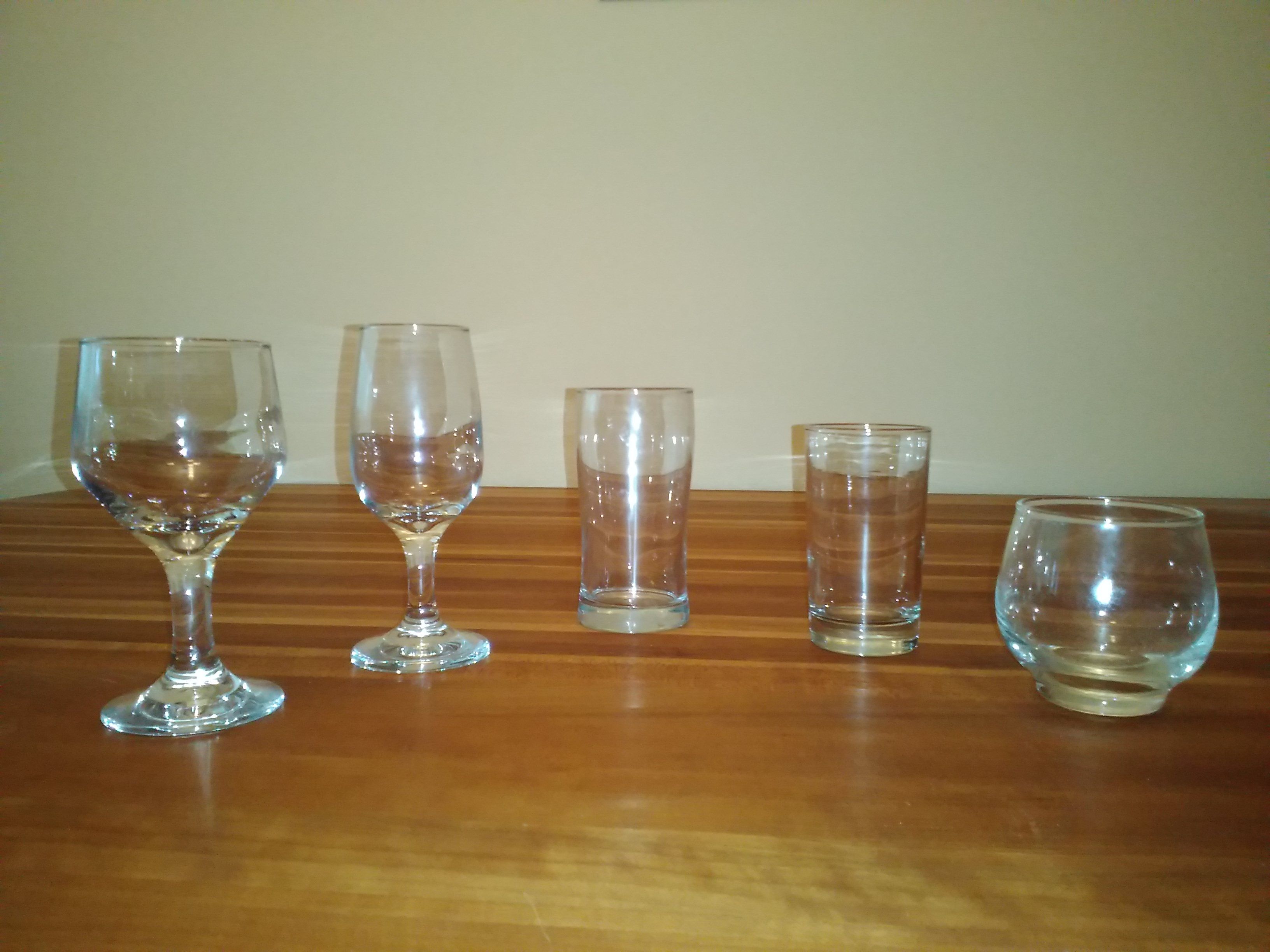 Lots of glasses and glassware.